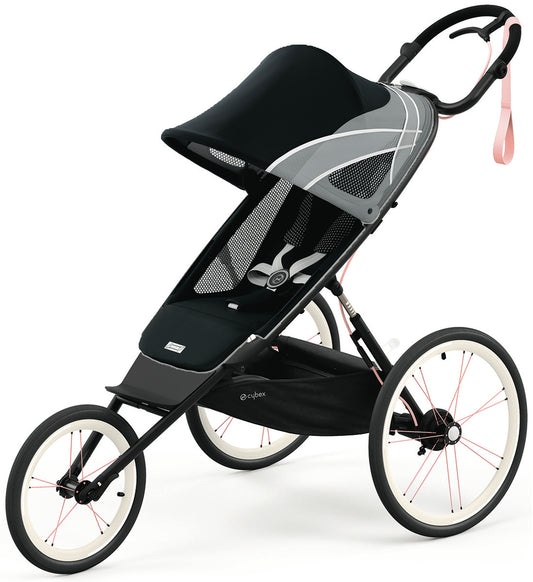 Cybex AVI Jogging Stroller Bundle - Black/Pink Frame + All Black Seat Pack