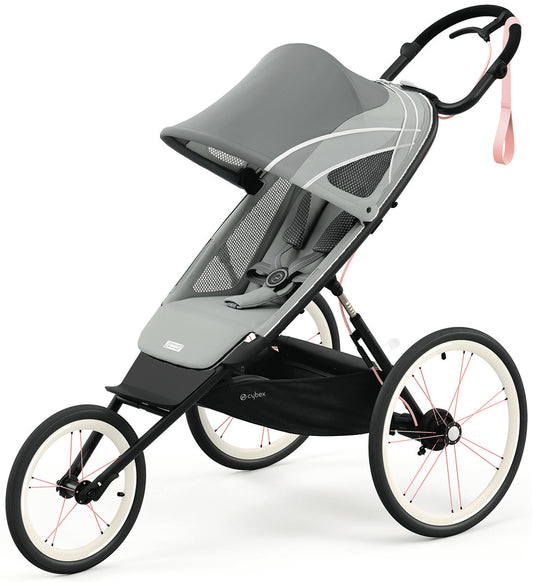 Cybex AVI Jogging Stroller Bundle - Black/Pink Frame + Medal Grey Seat Pack