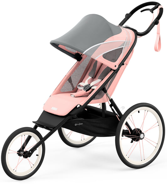 Cybex AVI Jogging Stroller Bundle - Black/Pink Frame + Silver Pink Seat Pack