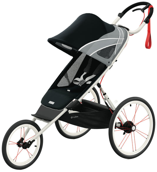 Cybex AVI Jogging Stroller Bundle - Cream/Orange Frame + All Black Seat Pack