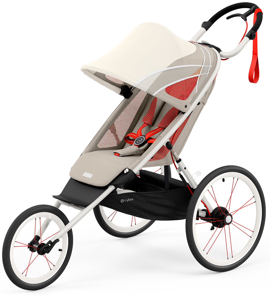 Cybex AVI Jogging Stroller Bundle - Cream/Orange Frame + Bleached Sand Seat Pack