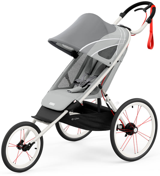 Cybex AVI Jogging Stroller Bundle - Cream/Orange Frame + Medal Grey Seat Pack