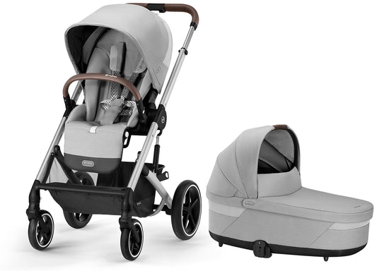 Cybex Balios S Lux 2 Stroller + Cot S Lux 2 Bundle - Silver Frame / Lava Grey