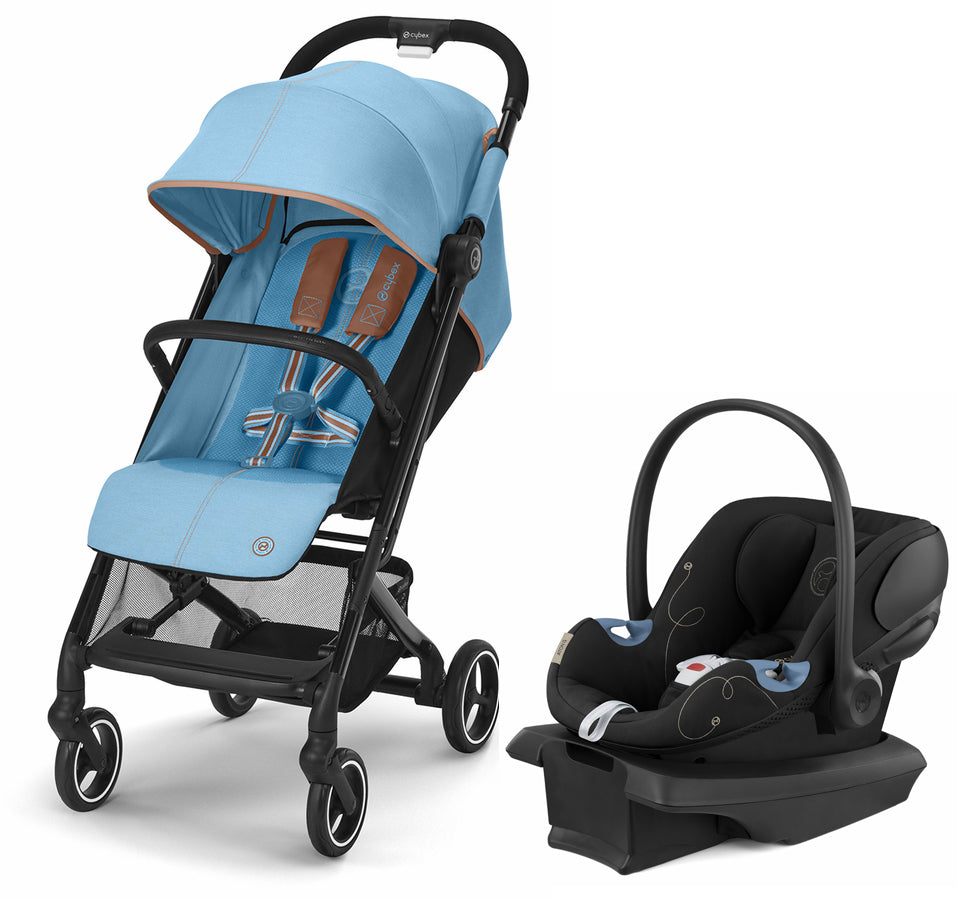 Cybex Beezy 2 + Aton G SensorSafe Travel System Bundle - Beach Blue / Moon Black