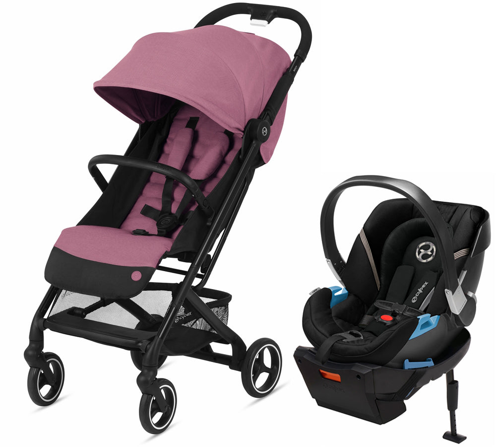 Cybex Beezy + Aton 2 Travel System Bundle - Magnolia Pink / Deep Black