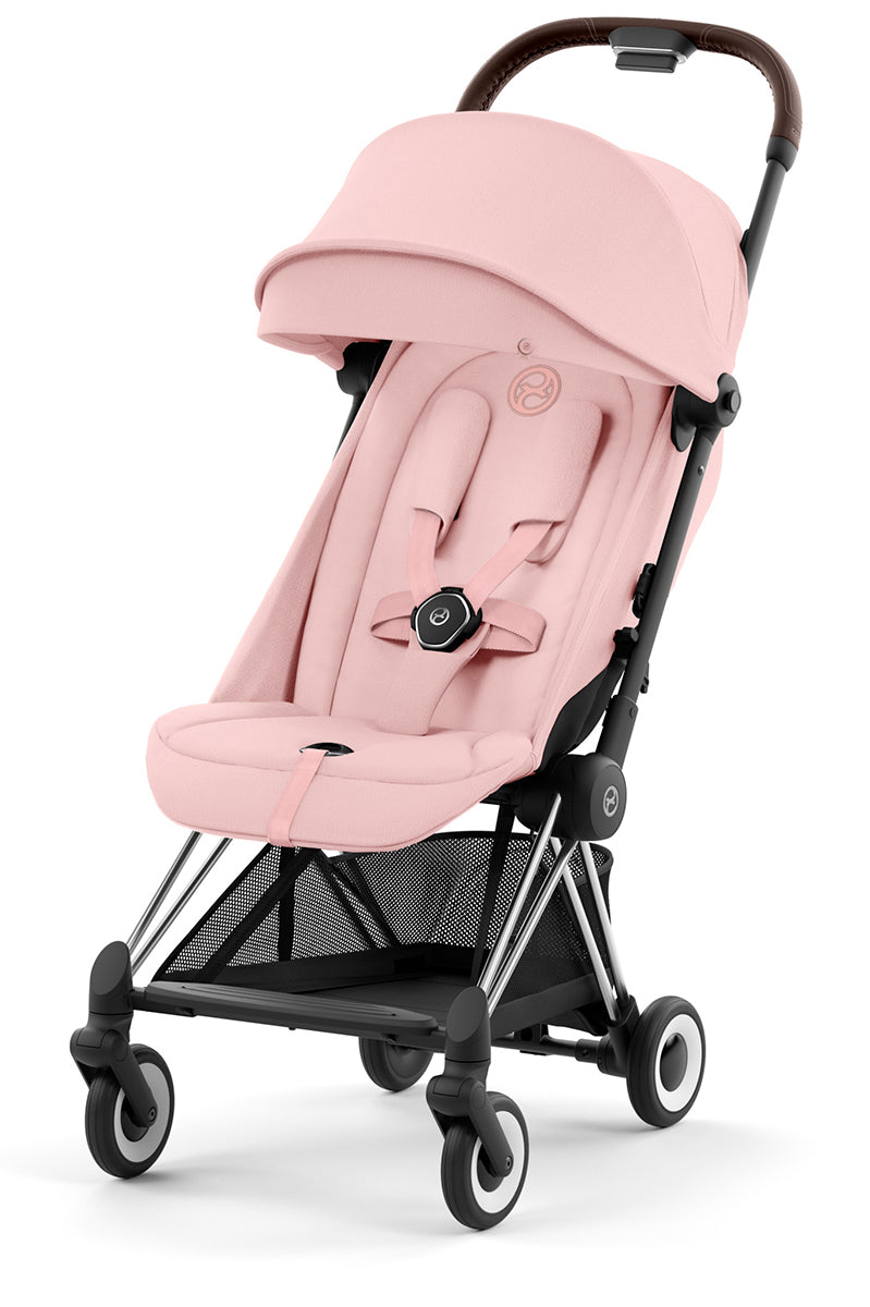 Cybex COYA Compact Stroller - Chrome / Dark Brown / Peach Pink