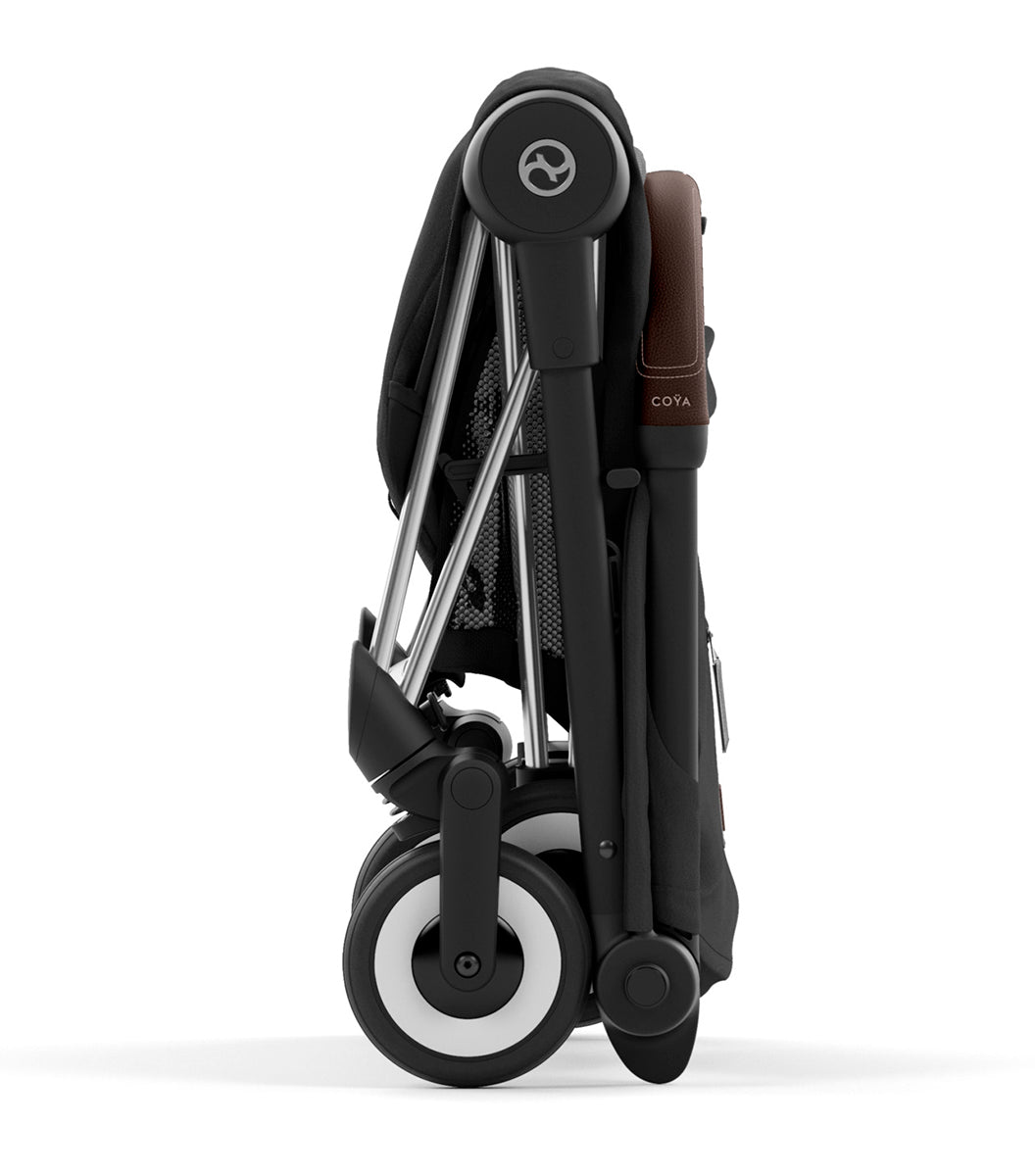 Cybex COYA Compact Stroller + Cloud G Lux SensorSafe Travel System Bundle - Chrome / Leaf Green / Moon Black