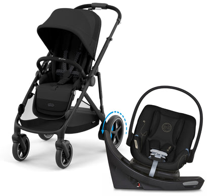 Cybex eGazelle S + Aton G Swivel SensorSafe Travel System Bundle - Black Frame / Moon Black / Moon Black