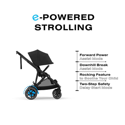 Cybex eGazelle S + Aton G Swivel SensorSafe Travel System Bundle - Silver Frame / Ocean Blue / Moon Black