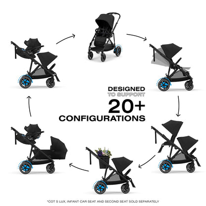 Cybex eGazelle S + Aton G Swivel SensorSafe Travel System Bundle - Black Frame / Moon Black / Moon Black