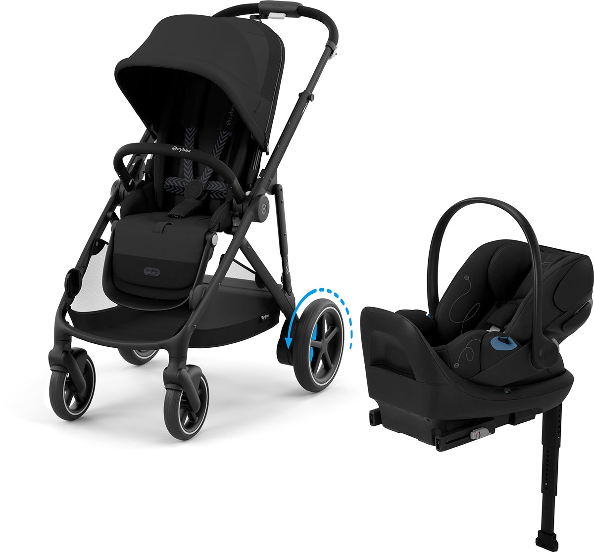 Cybex eGazelle S + Cloud G Lux SensorSafe Travel System Bundle - Black Frame / Moon Black / Moon Black