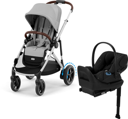 Cybex eGazelle S + Cloud G Lux SensorSafe Travel System Bundle - Silver Frame / Stone Grey / Moon Black