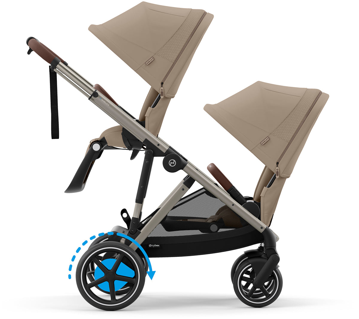 Cybex eGazelle S Double Stroller Bundle - Taupe Frame / Almond Beige