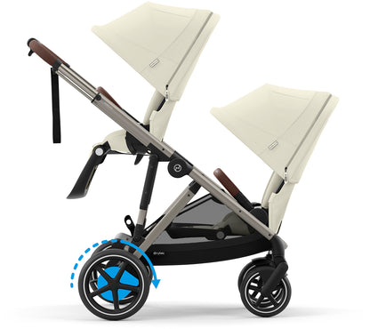 Cybex eGazelle S Double Stroller Bundle - Taupe Frame / Seashell Beige