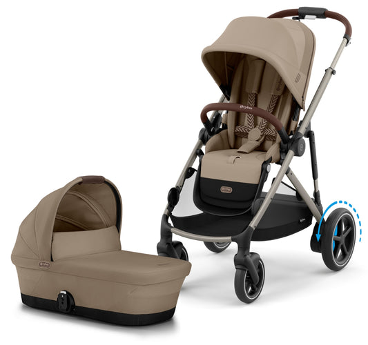 Cybex eGazelle S Stroller + Gazelle S 2 Cot Bundle - Taupe Frame / Almond Beige