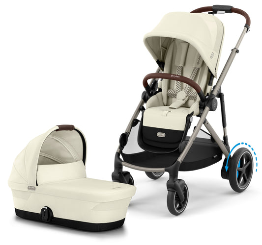 Cybex eGazelle S Stroller + Gazelle S 2 Cot Bundle - Taupe Frame / Seashell Beige