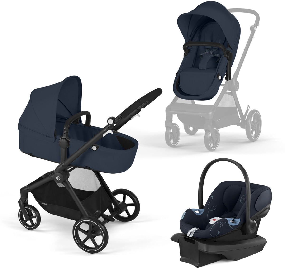 Cybex EOS 5-in-1 Stroller + Aton G Travel System - Ocean Blue