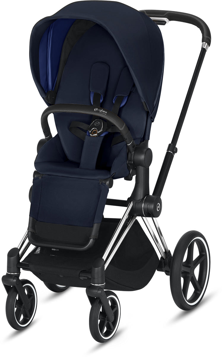 Cybex ePriam Stroller - Chrome/Black/Indigo Blue