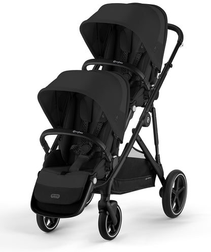 Cybex Gazelle S 2 Double Stroller Bundle - Black Frame / Moon Black