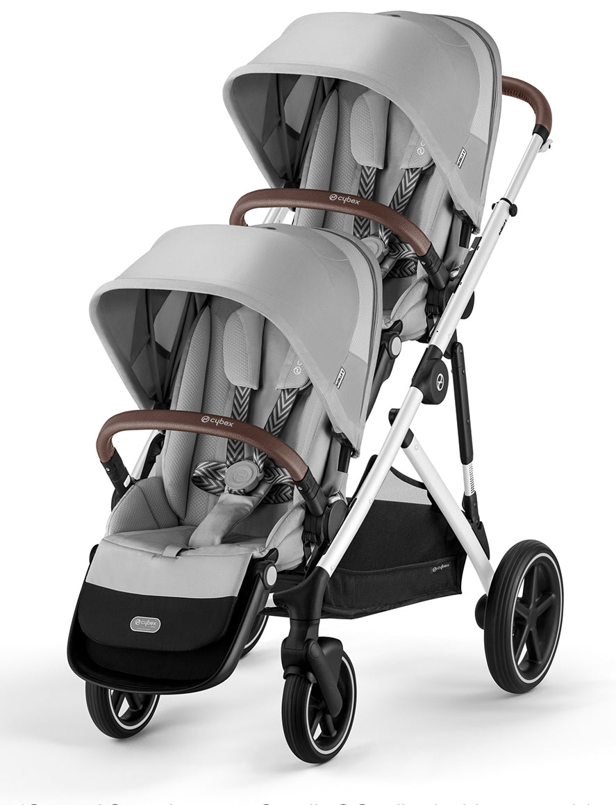 Cybex Gazelle S 2 Double Stroller Bundle - Silver Frame / Lava Grey