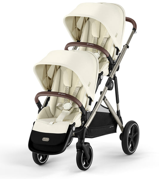 Cybex Gazelle S 2 Double Stroller Bundle - Taupe Frame / Seashell Beige