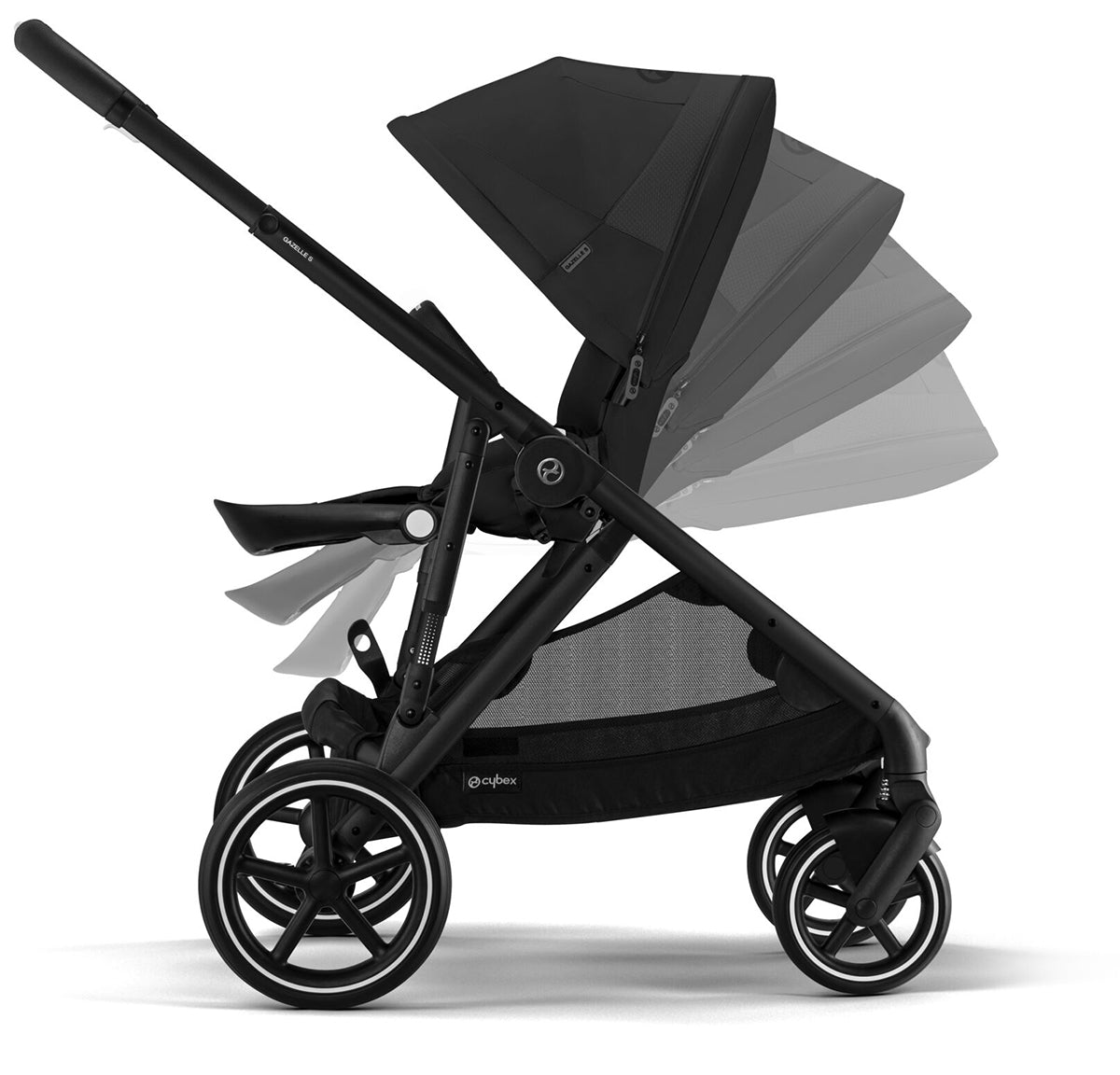 Cybex Gazelle S 2 Single-to-Double Stroller - Black Frame / Moon Black