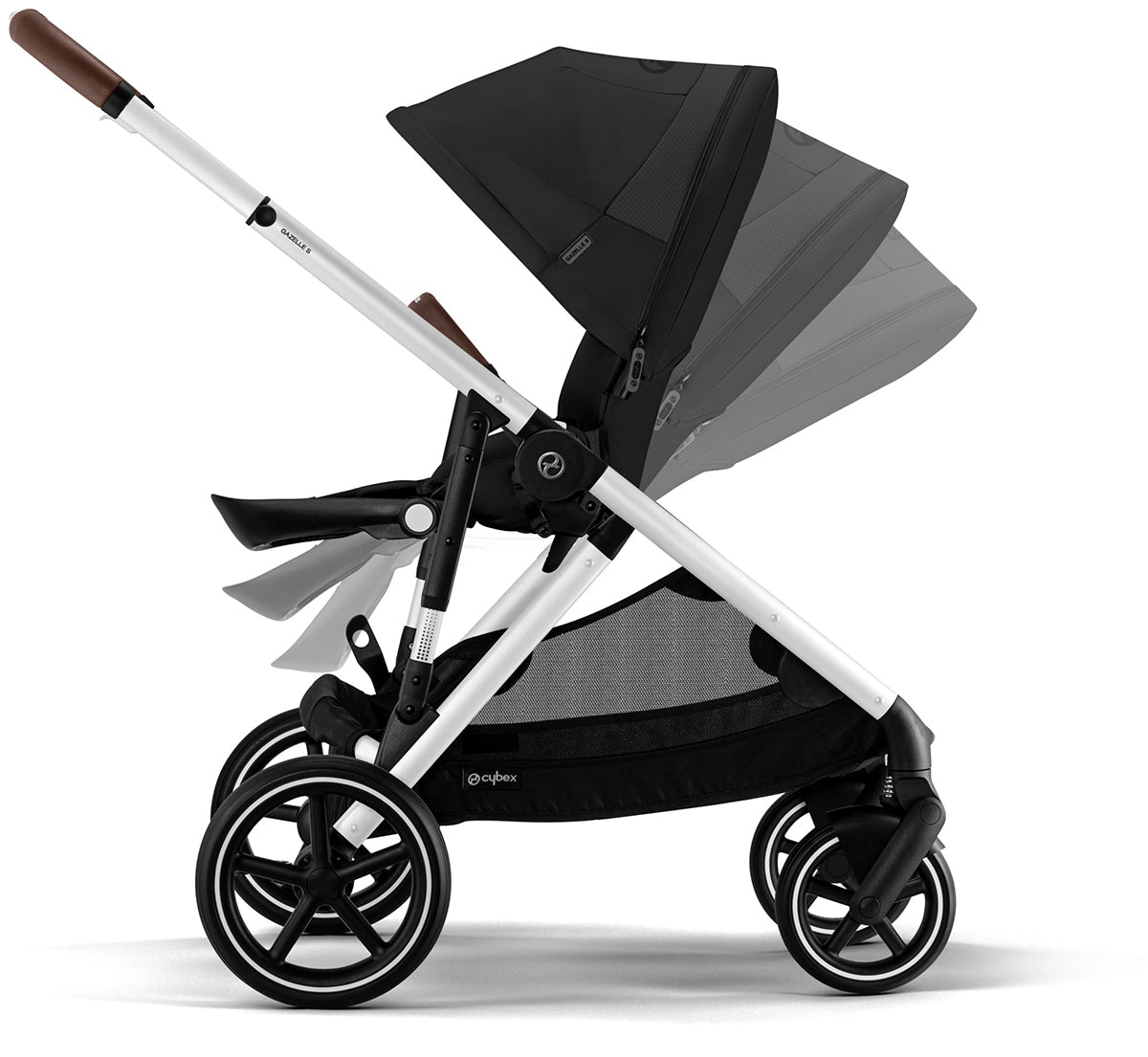 Cybex Gazelle S 2 Single-to-Double Stroller - Silver Frame / Moon Black