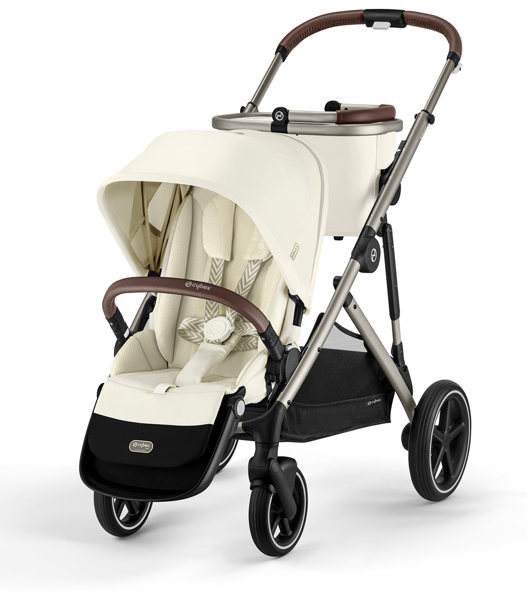 Cybex Gazelle S 2 Single-to-Double Stroller - Taupe Frame / Seashell Beige