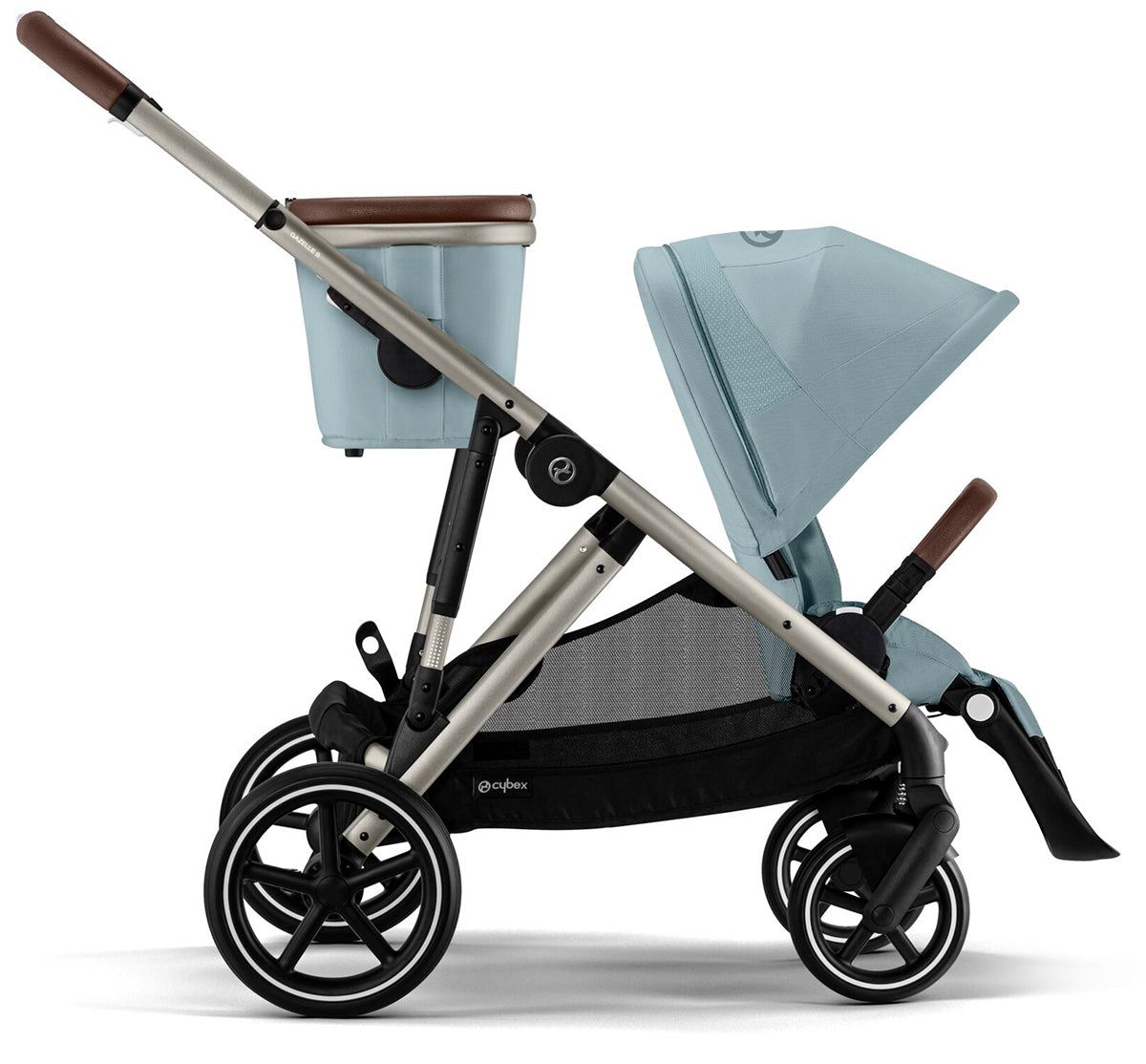 Cybex Gazelle S 2 Single-to-Double Stroller - Taupe Frame / Sky Blue