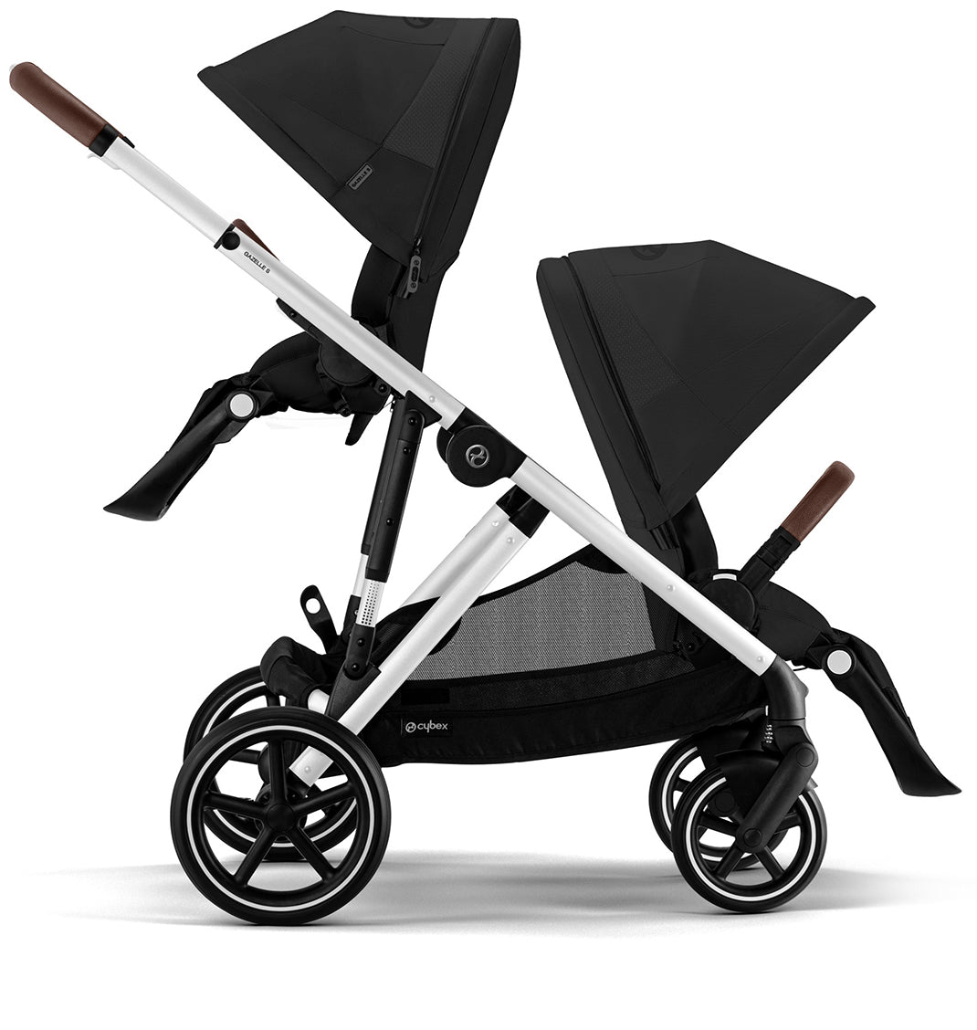 Cybex Gazelle S 2 Double Stroller Bundle - Black Frame / Moon Black