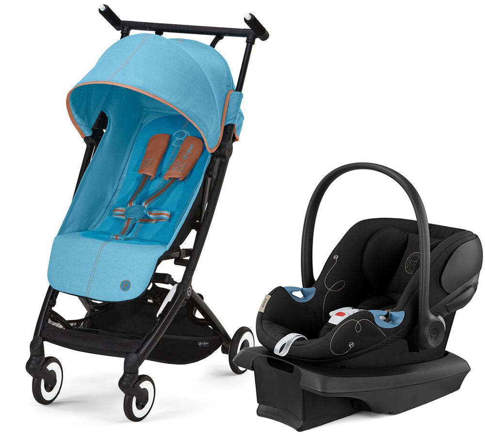 Cybex Libelle 2 + Aton G SensorSafe Travel System Bundle - Beach Blue / Moon Black