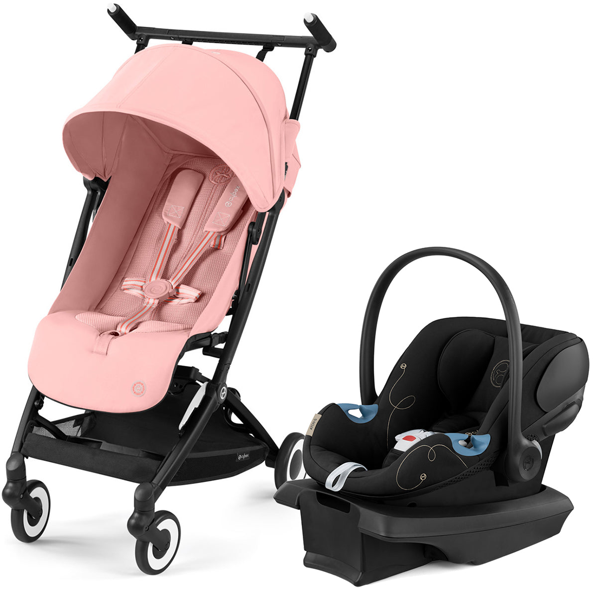 Cybex Libelle 2 + Aton G SensorSafe Travel System Bundle - Candy Pink / Moon Black