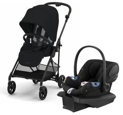 Cybex Melio Carbon 3 + Aton G Travel System Bundle - Moon Black / Moon Black