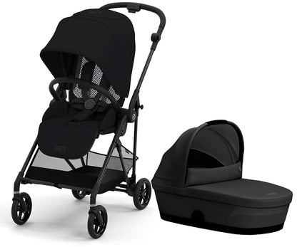 Cybex Melio Carbon 3 Stroller + Melio Cot 3 Bundle - Moon Black