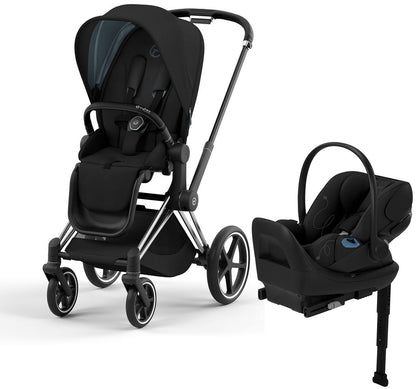 Cybex Priam 4 + Cloud G Lux SensorSafe Travel System Bundle - Chrome / Black / Deep Black / Moon Black