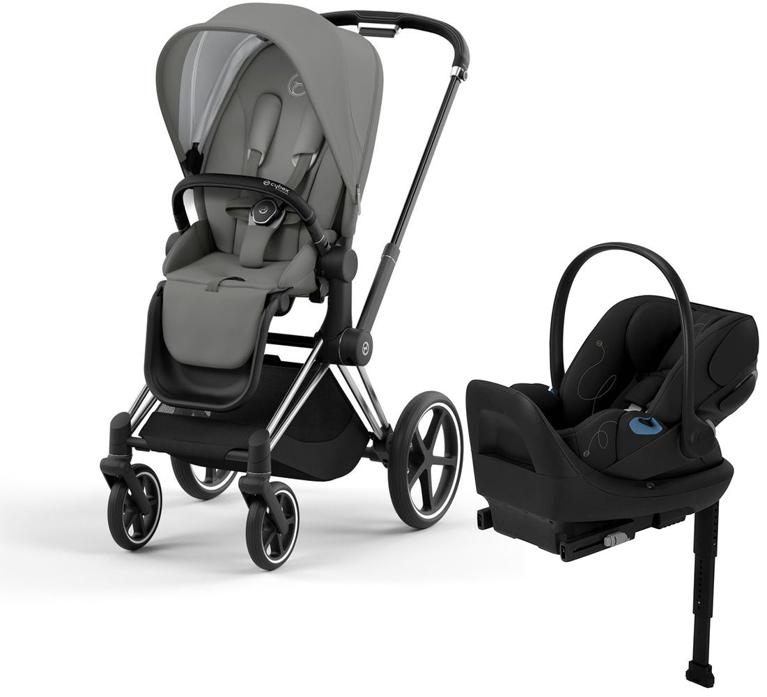 Cybex Priam 4 + Cloud G Lux SensorSafe Travel System Bundle - Chrome / Black / Soho Grey / Moon Black