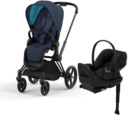 Cybex Priam 4 + Cloud G Lux SensorSafe Travel System Bundle - Matte Black / Black / Nautical Blue / Moon Black