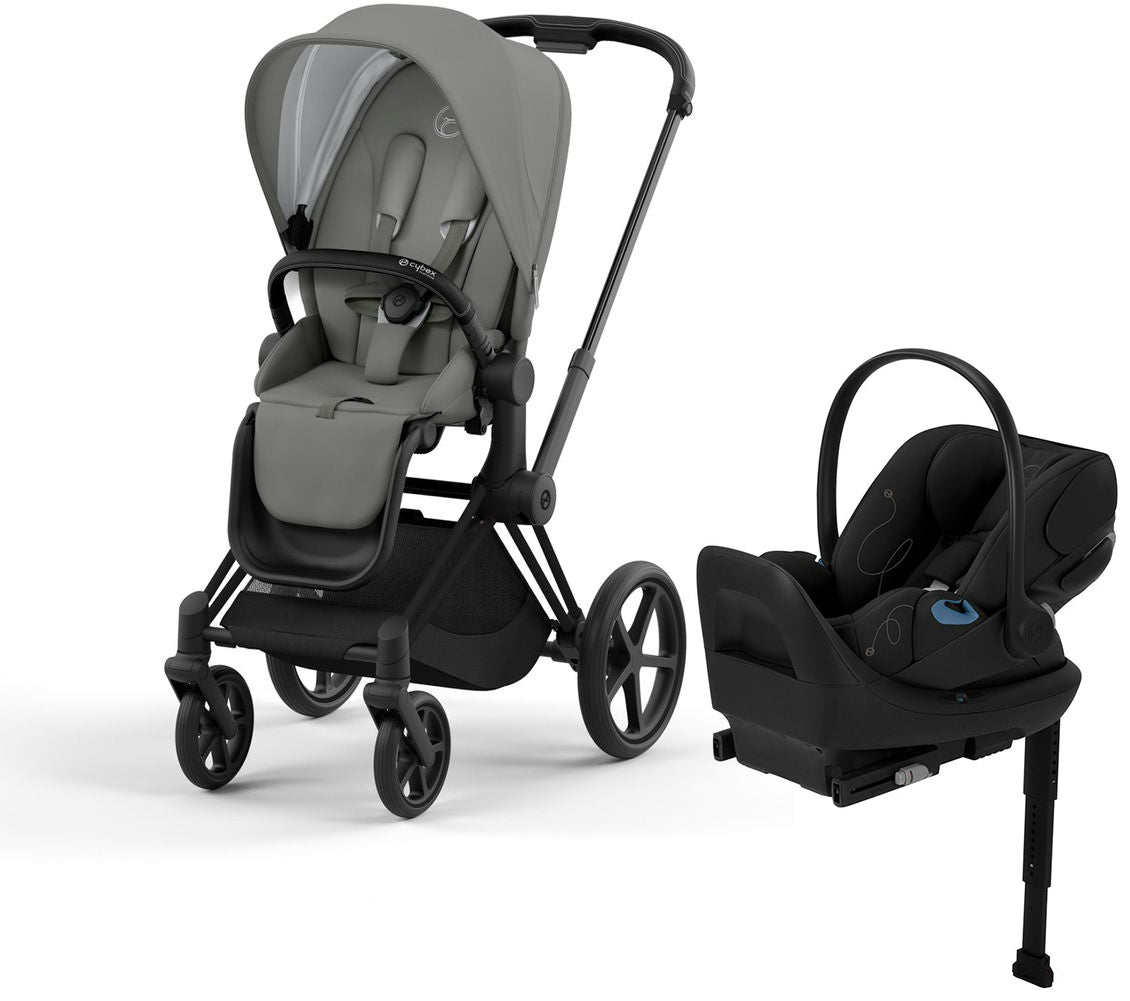 Cybex Priam 4 + Cloud G Lux SensorSafe Travel System Bundle - Matte Black / Black / Soho Grey / Moon Black