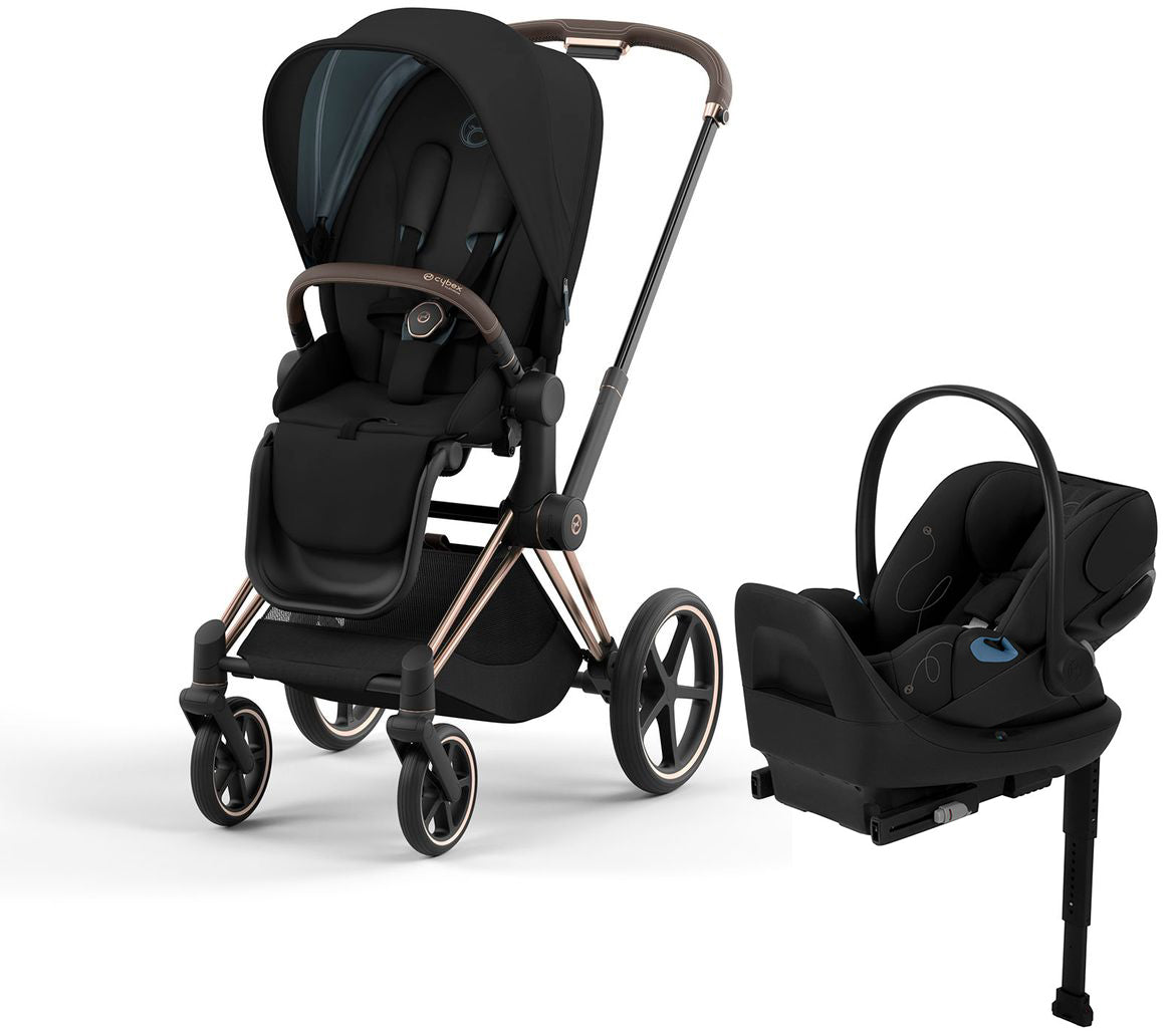 Cybex Priam 4 + Cloud G Lux SensorSafe Travel System Bundle - Rose Gold / Brown / Deep Black / Moon Black