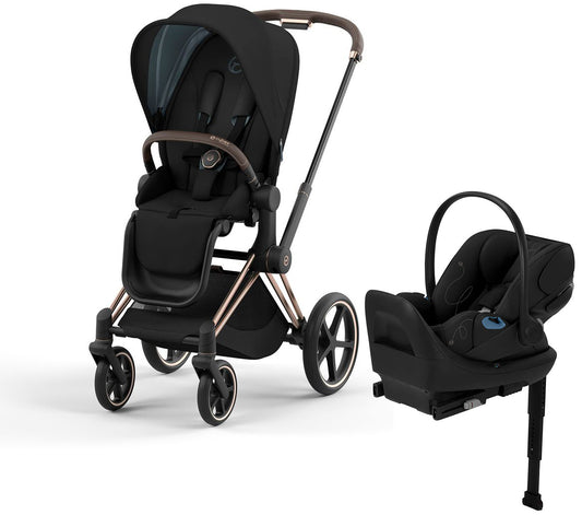 Cybex Priam 4 + Cloud G Lux SensorSafe Travel System Bundle - Rose Gold / Brown / Deep Black / Moon Black