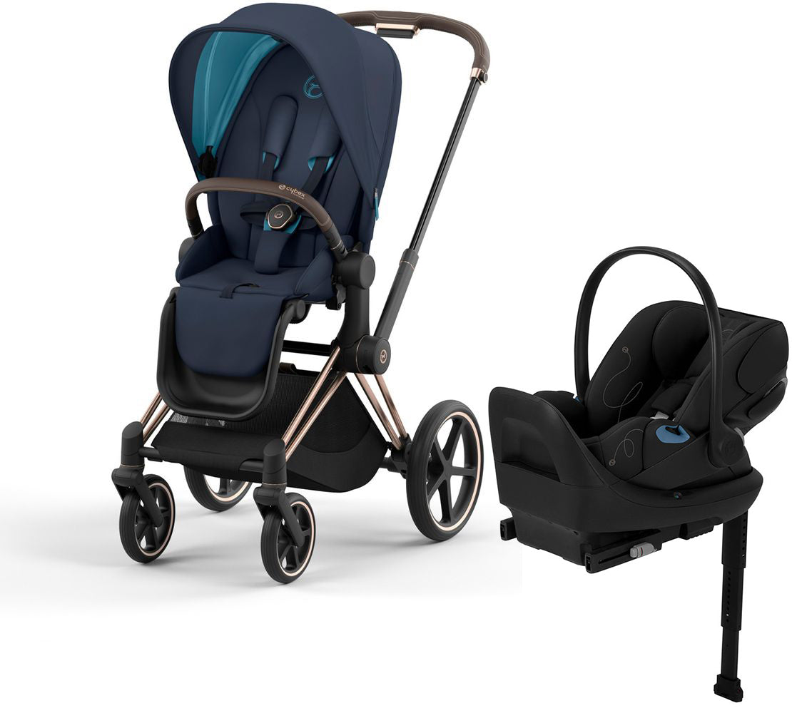 Cybex Priam 4 + Cloud G Lux SensorSafe Travel System Bundle - Rose Gold / Brown / Nautical Blue / Moon Black