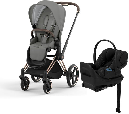 Cybex Priam 4 + Cloud G Lux SensorSafe Travel System Bundle - Rose Gold / Brown / Soho Grey / Moon Black