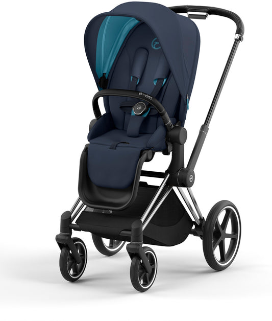 Cybex Priam 4 Stroller (One Box) - Chrome / Black / Nautical Blue