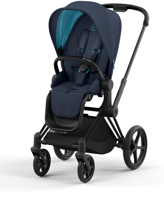 Cybex Priam 4 Stroller (One Box) - Matte Black / Black / Nautical Blue