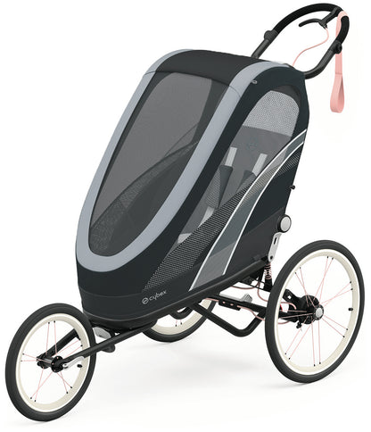 Cybex Zeno Multisport Trailer Bundle - Black/Pink Frame + All Black Seat Pack