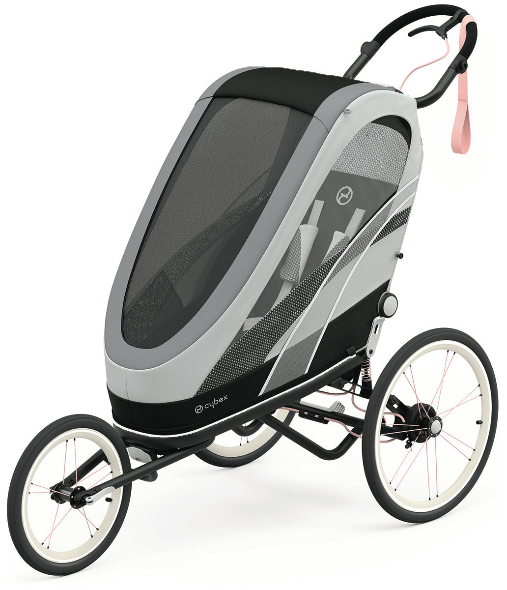 Cybex Zeno Multisport Trailer Bundle - Black/Pink Frame + Medal Grey Seat Pack