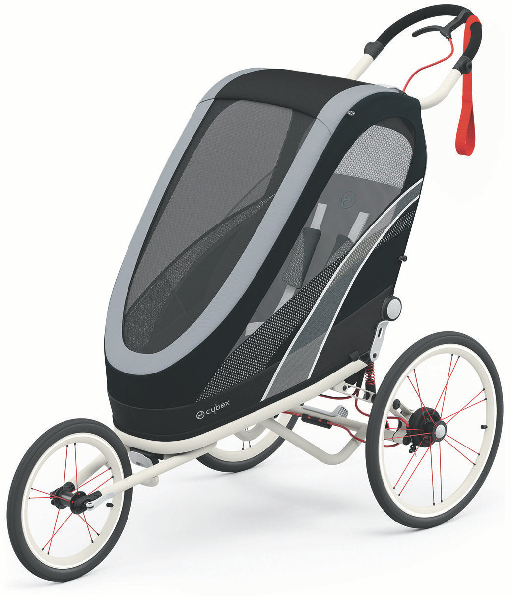 Cybex Zeno Multisport Trailer Bundle - Cream/Orange Frame + All Black Seat Pack