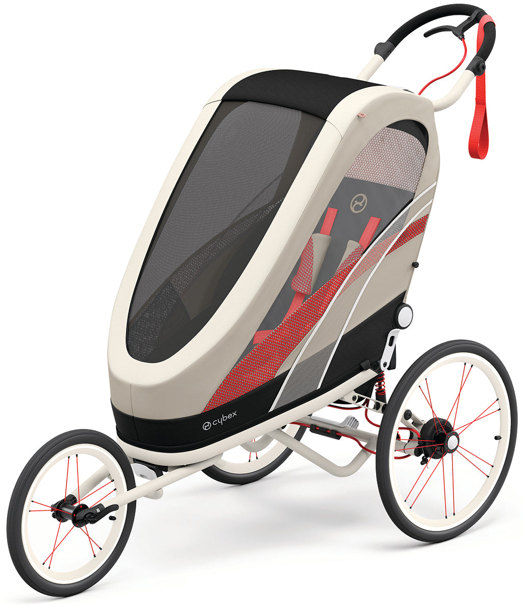 Cybex Zeno Multisport Trailer Bundle - Cream/Orange Frame + Bleached Sand Seat Pack