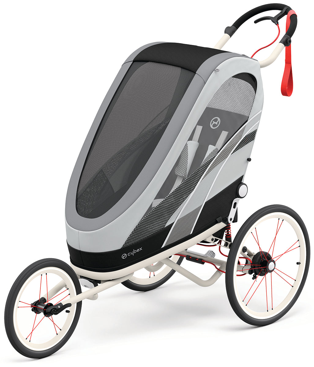 Cybex Zeno Multisport Trailer Bundle - Cream/Orange Frame + Medal Grey Seat Pack