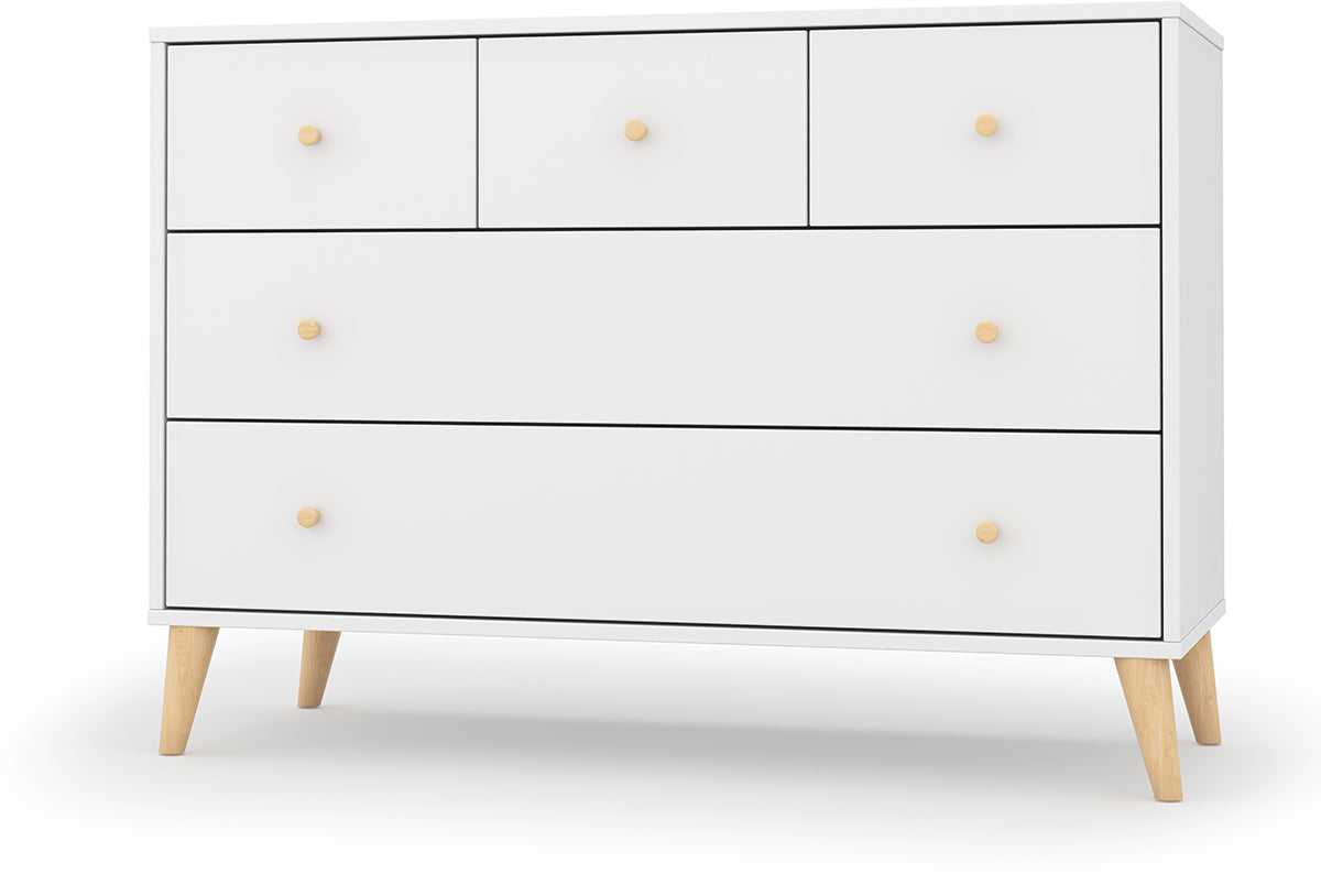 dadada Austin 5-Drawer Dresser - White / Natural